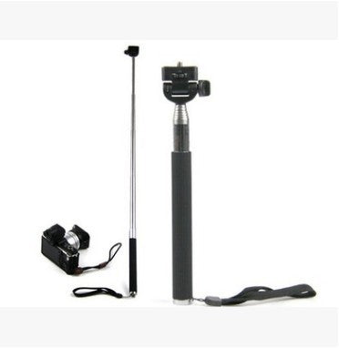 Stainless Steel 7-Section Telescopic Tube Black Selfie Stick Bluetooth Remote Control Selfie Stick Set