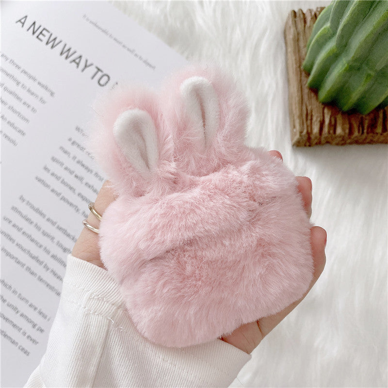 Compatible with Apple, Cute Pink Rabbit Airpods Protective Cover Plush Soft Silicone Airpods Pro Apple Wireless Bluetooth Headset Cover Airpods2 Protective Cover Ipods Shell Cover 3 Generation 23 Tide Brand Ins