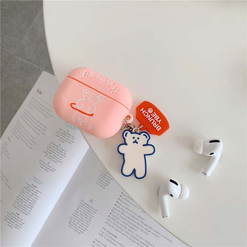 Compatible with Apple, Bear AirPods Pro Protective Cover Bluetooth Headset Soft Shell