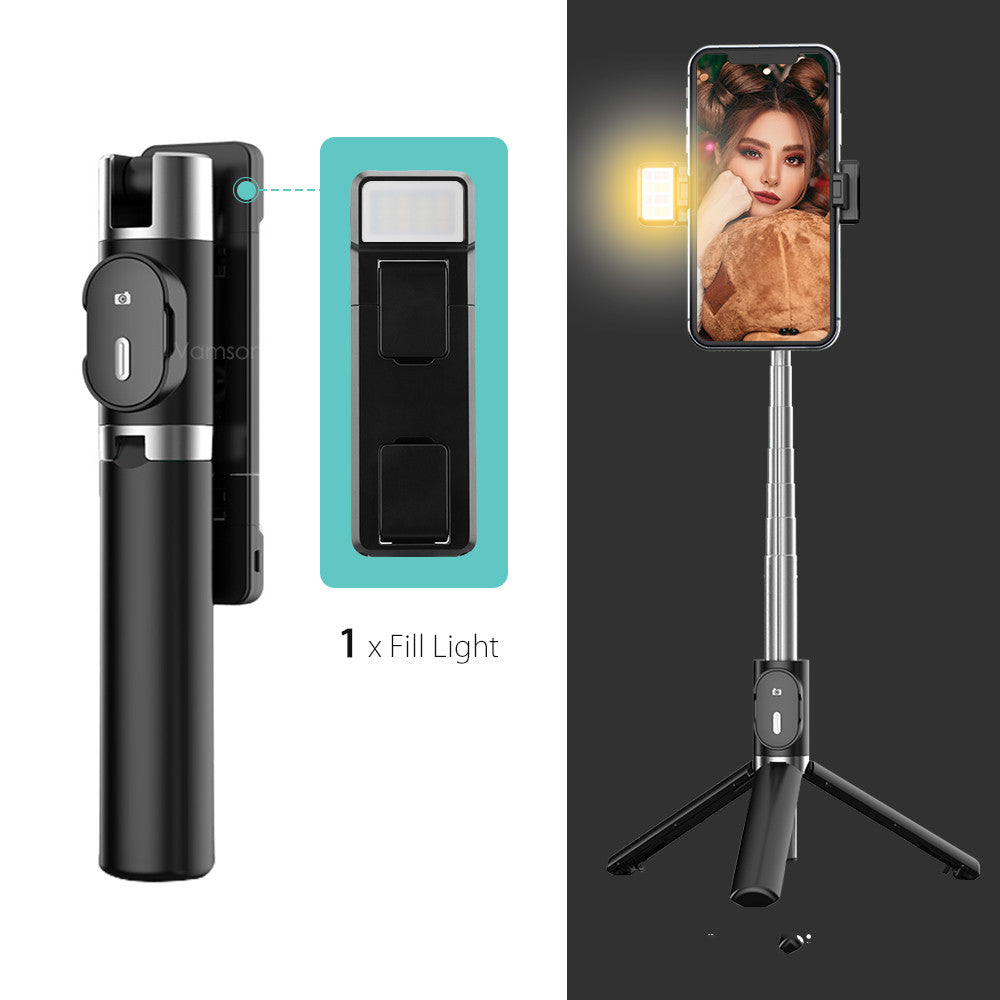 Compatible with Apple, Bluetooth Fill Light Selfie Stick Mobile Phone Integrated Tripod Selfie Stick